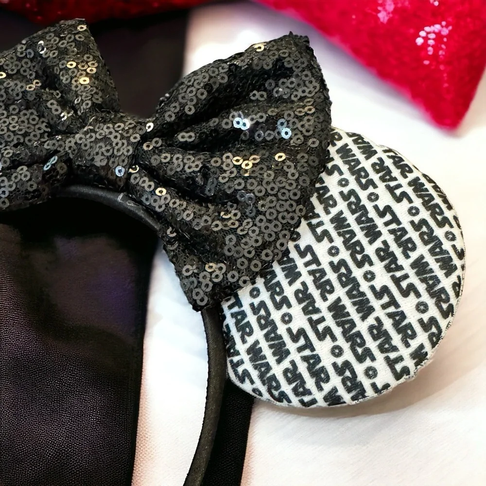 Star Wars Inspired Sequin Mouse Ears Headband, Darth Vader, Stormtrooper, NEW